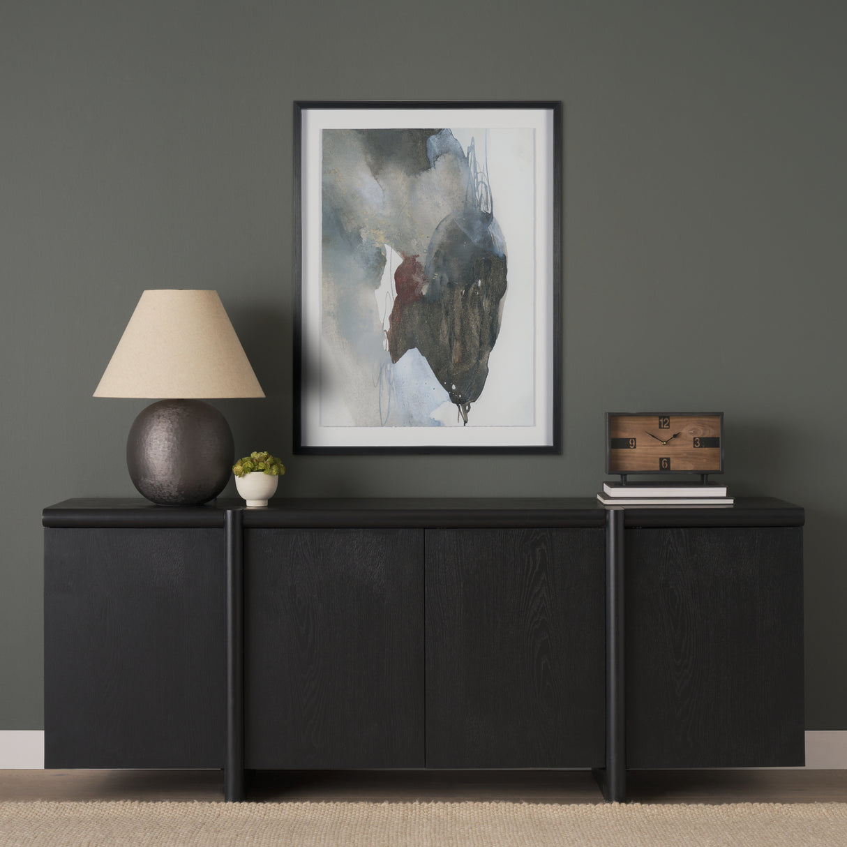 Rowan Black Oak Wood Closed 4 Door Sideboard from Mercana - Luna Furniture