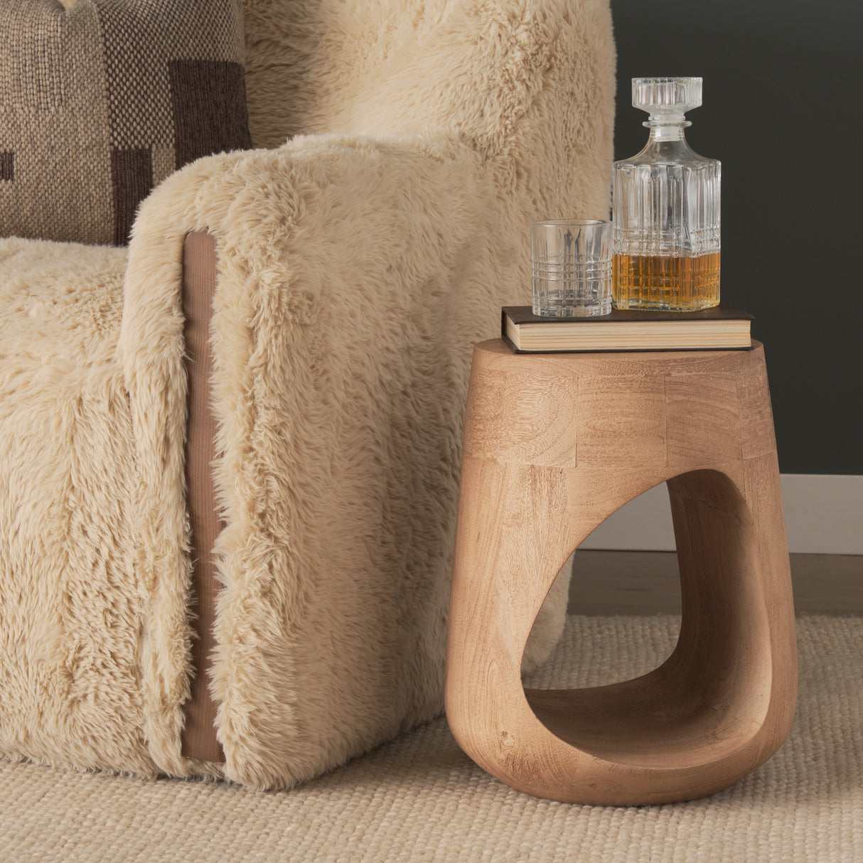 Cove Light Brown Sculptural Open Side Table from Mercana - Luna Furniture
