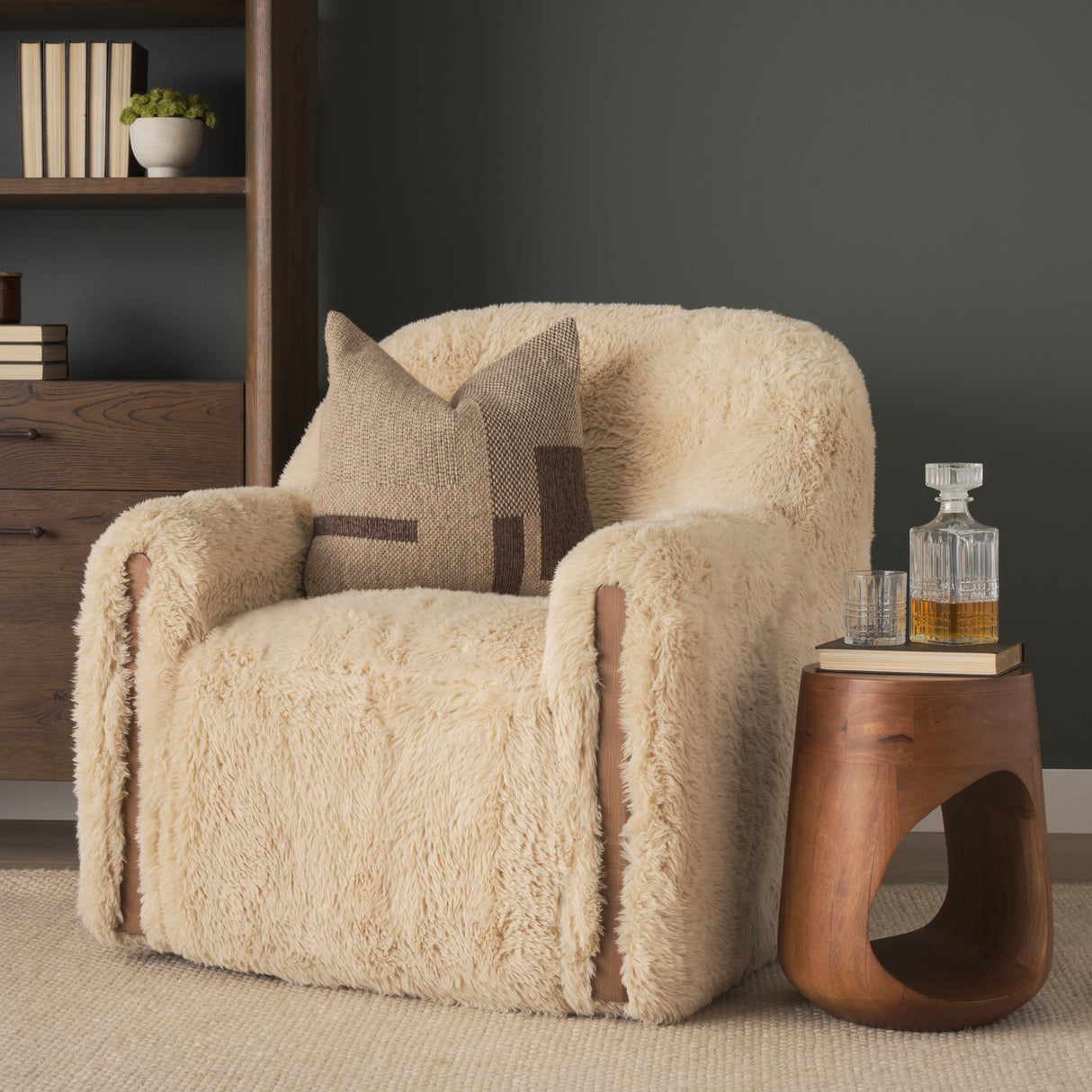Cove Mid-Brown Sculptural Open Side Table from Mercana - Luna Furniture