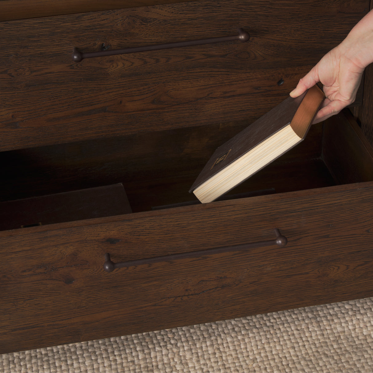 Belford 94" Dark Brown Oak Wood Media Console from Mercana - Luna Furniture
