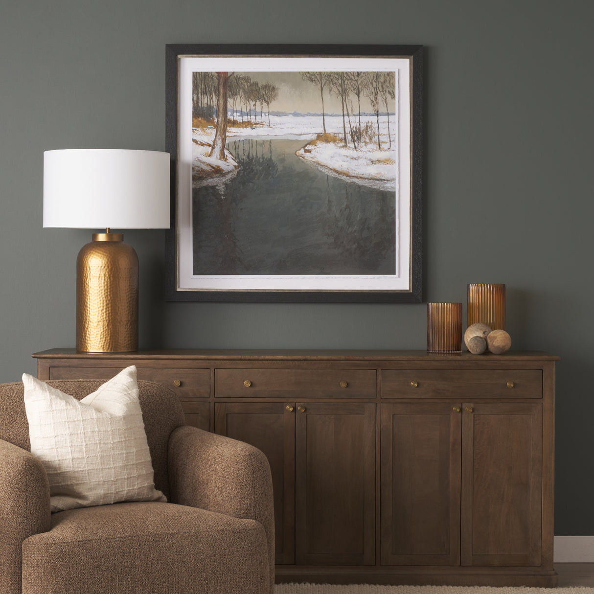 Winter Shadow by Mercana Studio Hand Embelished Framed Artwork Matted under Glass from Mercana - Luna Furniture
