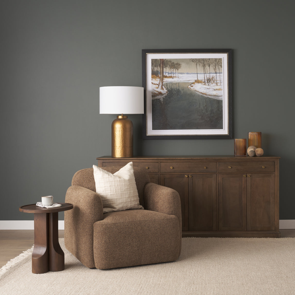 Cayson Dark Brown Sculptural Round Accent Table from Mercana - Luna Furniture