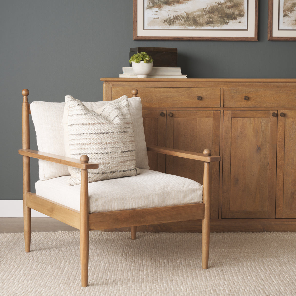Danni Beige Fabric Beech Wood Framed Accent Lounge Chair from Mercana - Luna Furniture