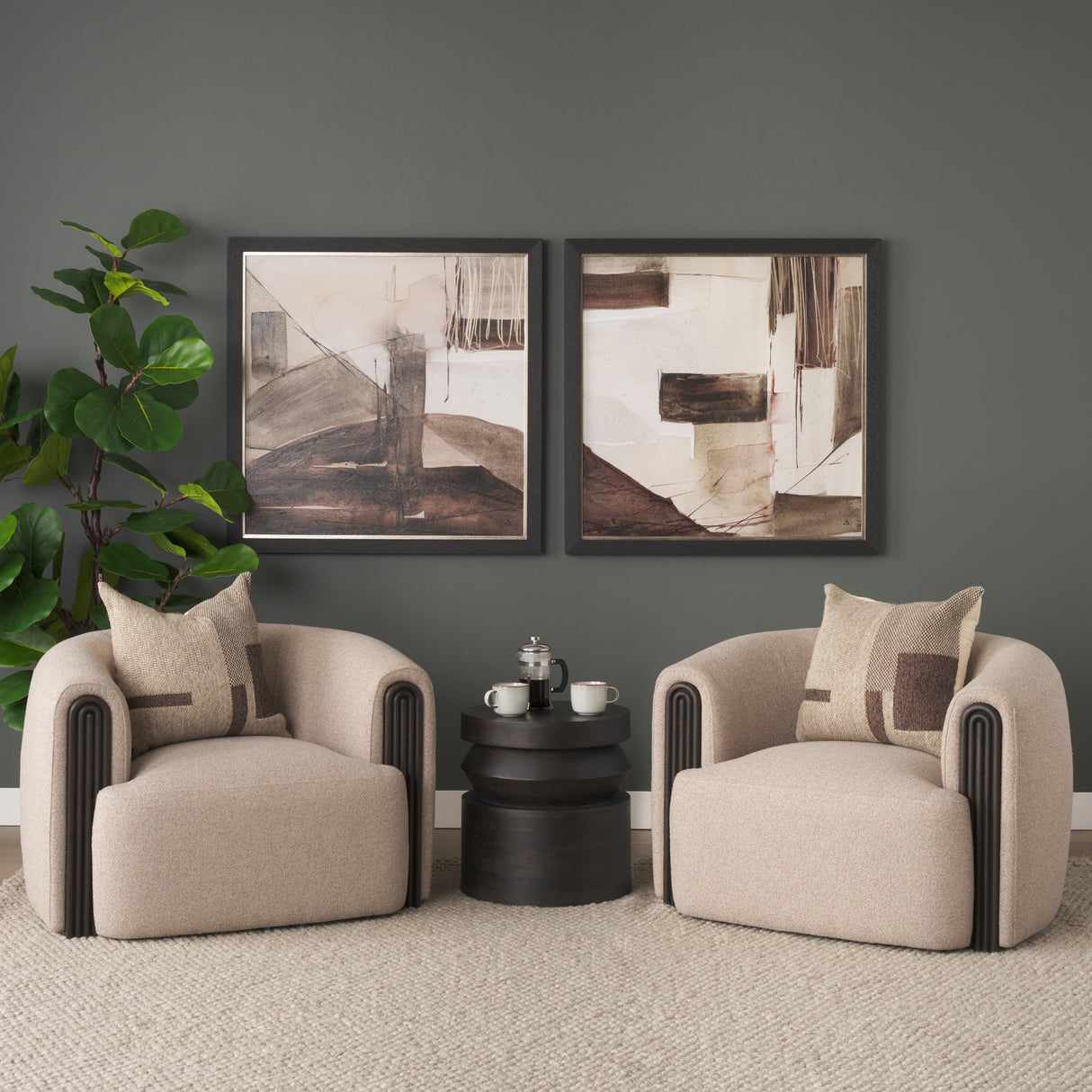 Rashama Dark Brown Wood Stacked Geometric Round Accent Table from Mercana - Luna Furniture