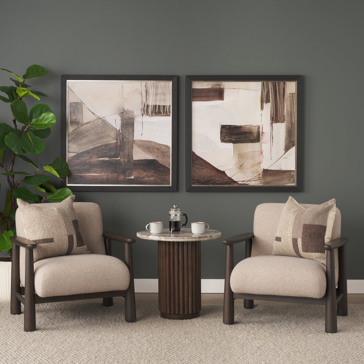 Quiet Constructs I by Mercana Studio Hand Embelished Textured Framed Artwork Matted from Mercana - Luna Furniture