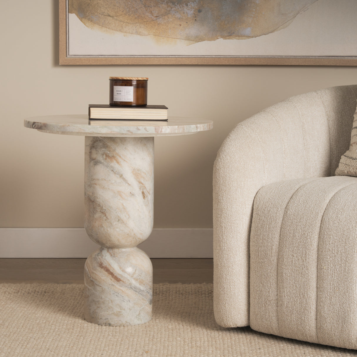 Nylah Solid Pink Marble Round Accent Table from Mercana - Luna Furniture