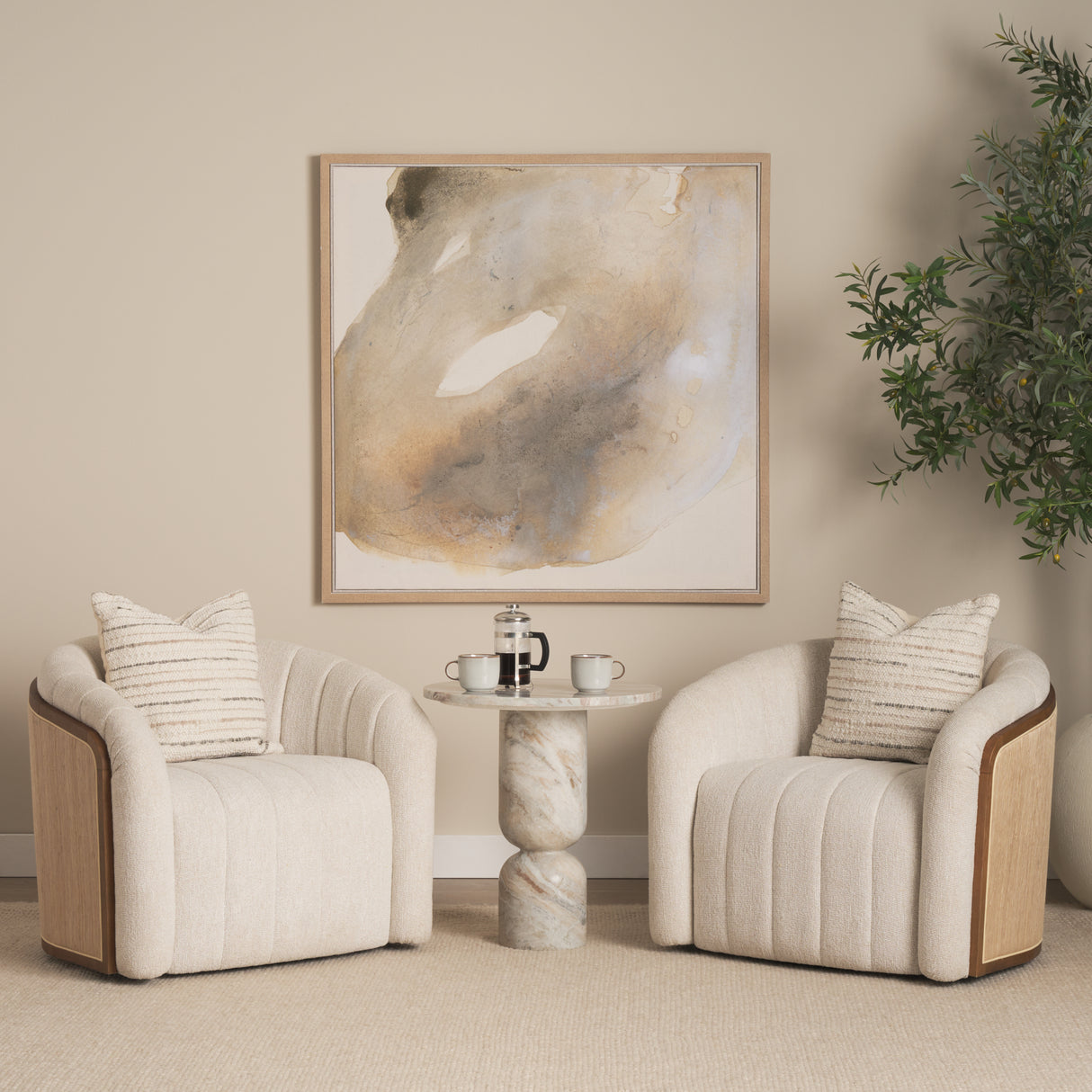 Nylah Solid Pink Marble Round Accent Table from Mercana - Luna Furniture