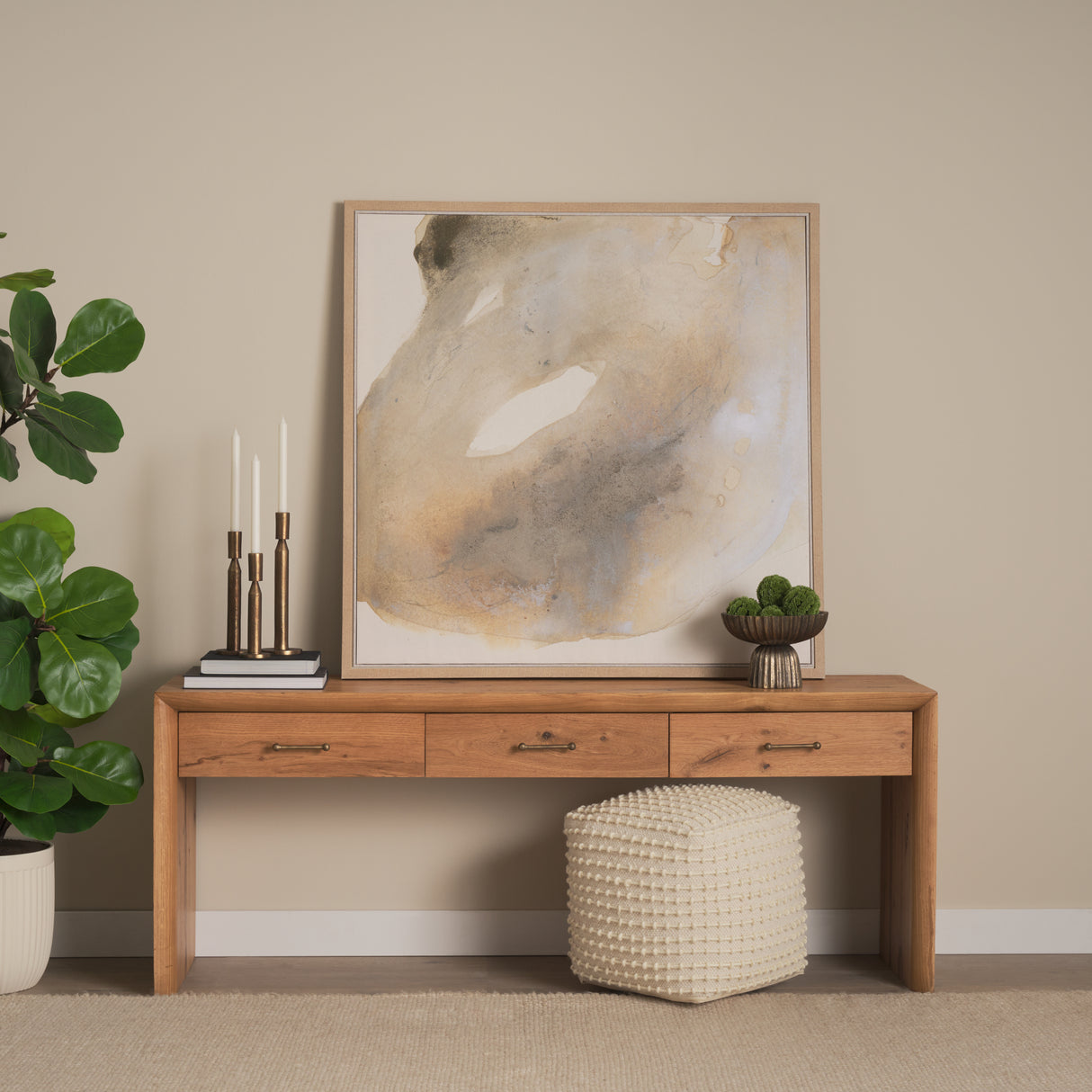 Belford 72" Light Brown Oak Wood Console Table from Mercana - Luna Furniture