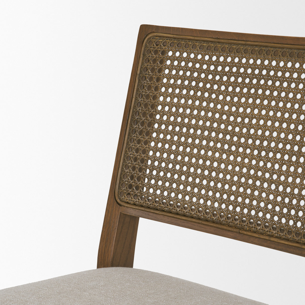 Reid Framed Brown Cane Cream Fabric Dining Chair, Set of 2 from Mercana - Luna Furniture