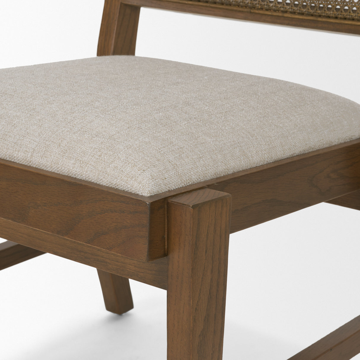 Reid Framed Brown Cane Cream Fabric Dining Chair, Set of 2 from Mercana - Luna Furniture
