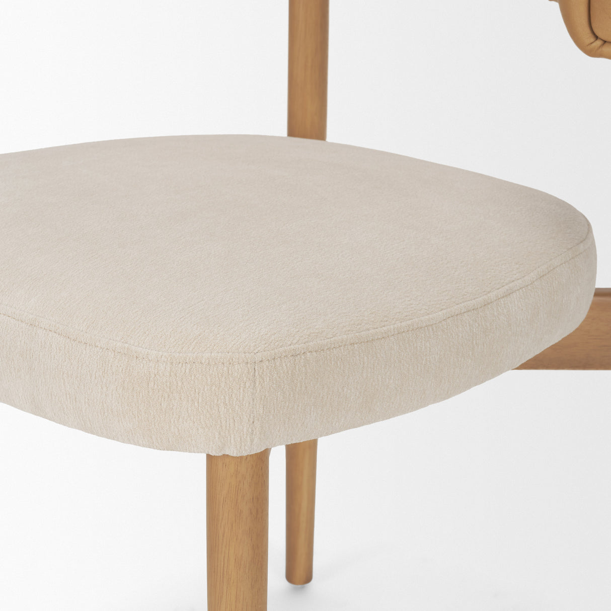 Motley Curved Open Back Cream Fabric and Tan Leather Dining Chair, Set of 2 from Mercana - Luna Furniture