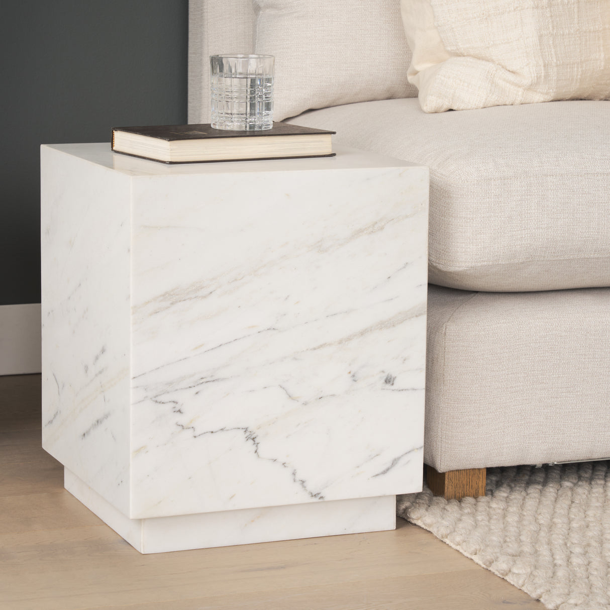 Matteo Solid White Marble Square Side Table from Mercana - Luna Furniture