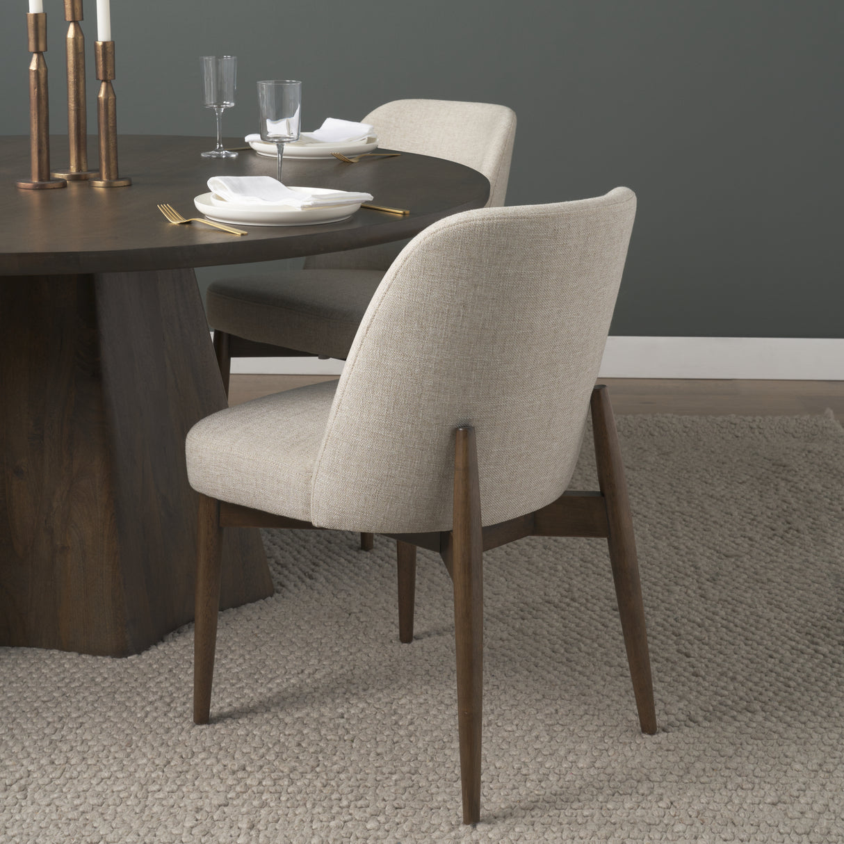 Abbie Curved Back Oatmeal Fabric Armless Dining Chair, Set of 2 from Mercana - Luna Furniture