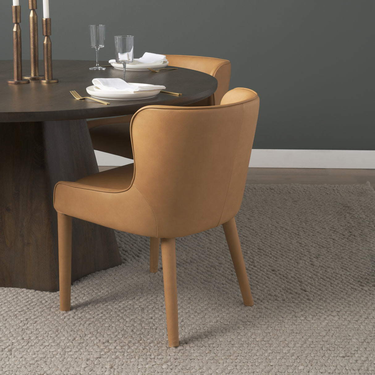Nolan Slope Tan Leather Dining Chair, Set of 2 from Mercana - Luna Furniture