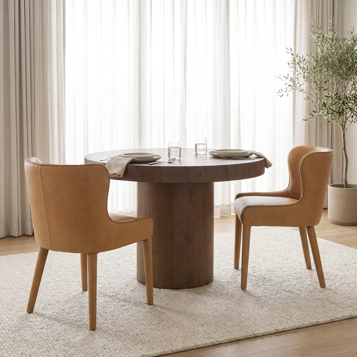 Nolan Slope Tan Leather Dining Chair, Set of 2 from Mercana - Luna Furniture