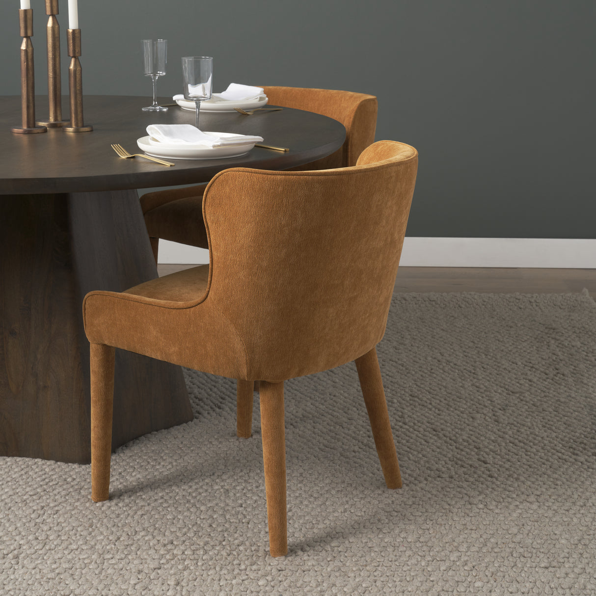 Nolan Slope Rust Chenille Dining Chair, Set of 2 from Mercana - Luna Furniture