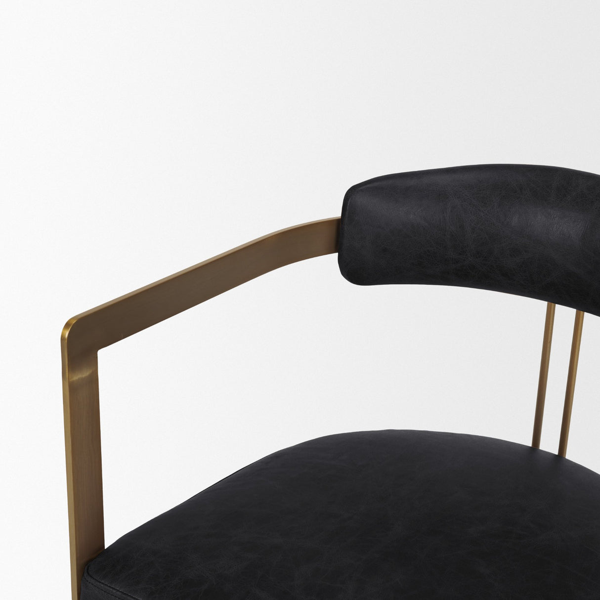 Hollyfield II Black Leather Seat Gold Iron Frame Dining Chair from Mercana - Luna Furniture
