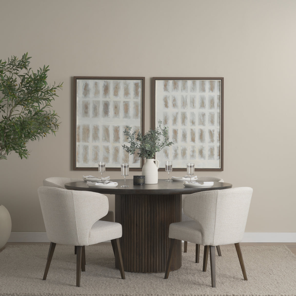 Terra Fluted Dining Table - 4 Niles Chairs from Mercana - Luna Furniture