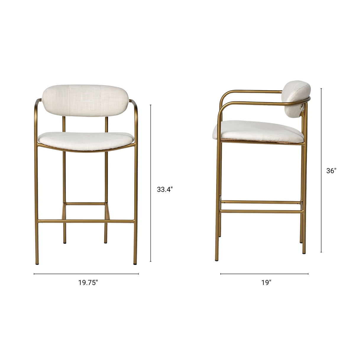 Parker Cream Fabric Seat Gold Metal Counter Stool from Mercana - Luna Furniture