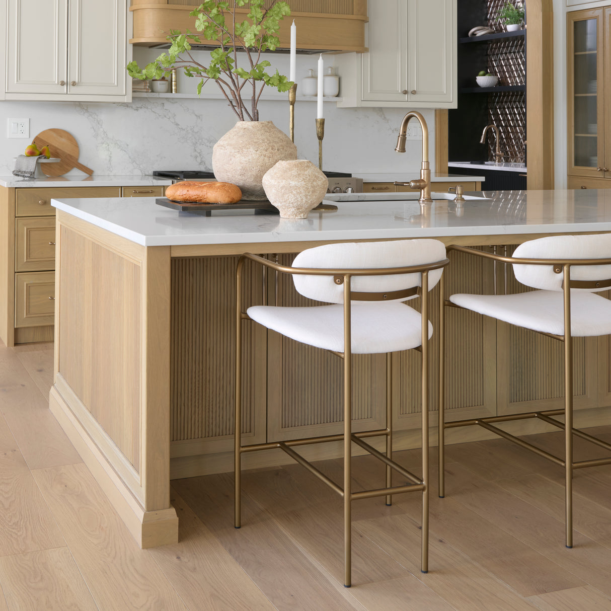 Parker Cream Fabric Seat Gold Metal Counter Stool from Mercana - Luna Furniture
