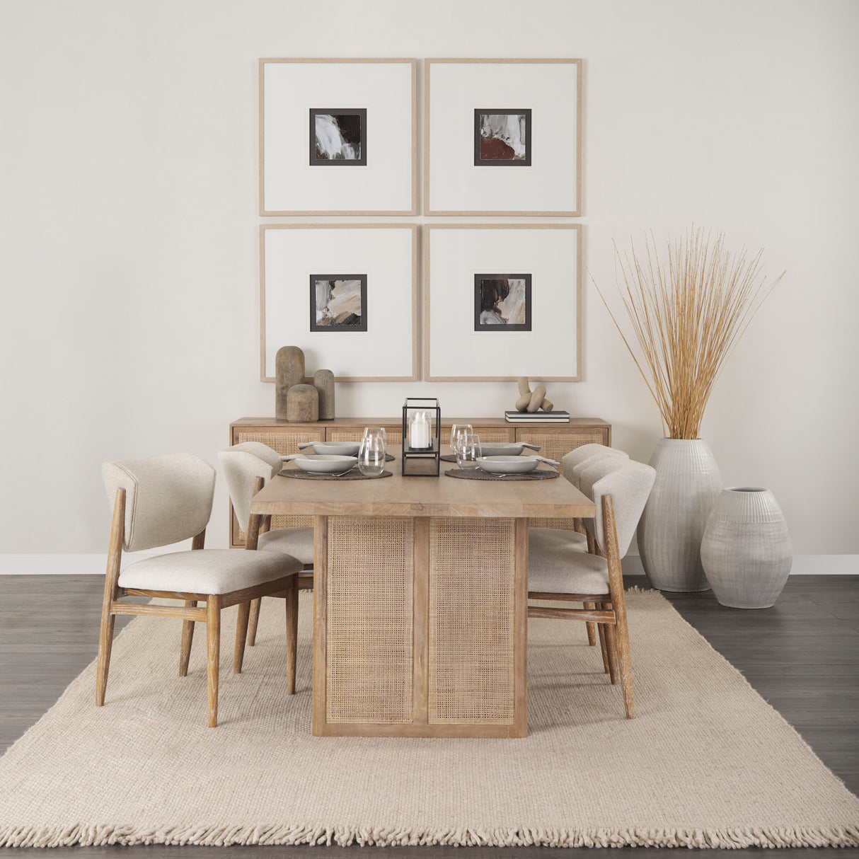 Cline Cream Fabric Upholstered and Light Brown Wood Dining Chair, Set of 2 from Mercana - Luna Furniture