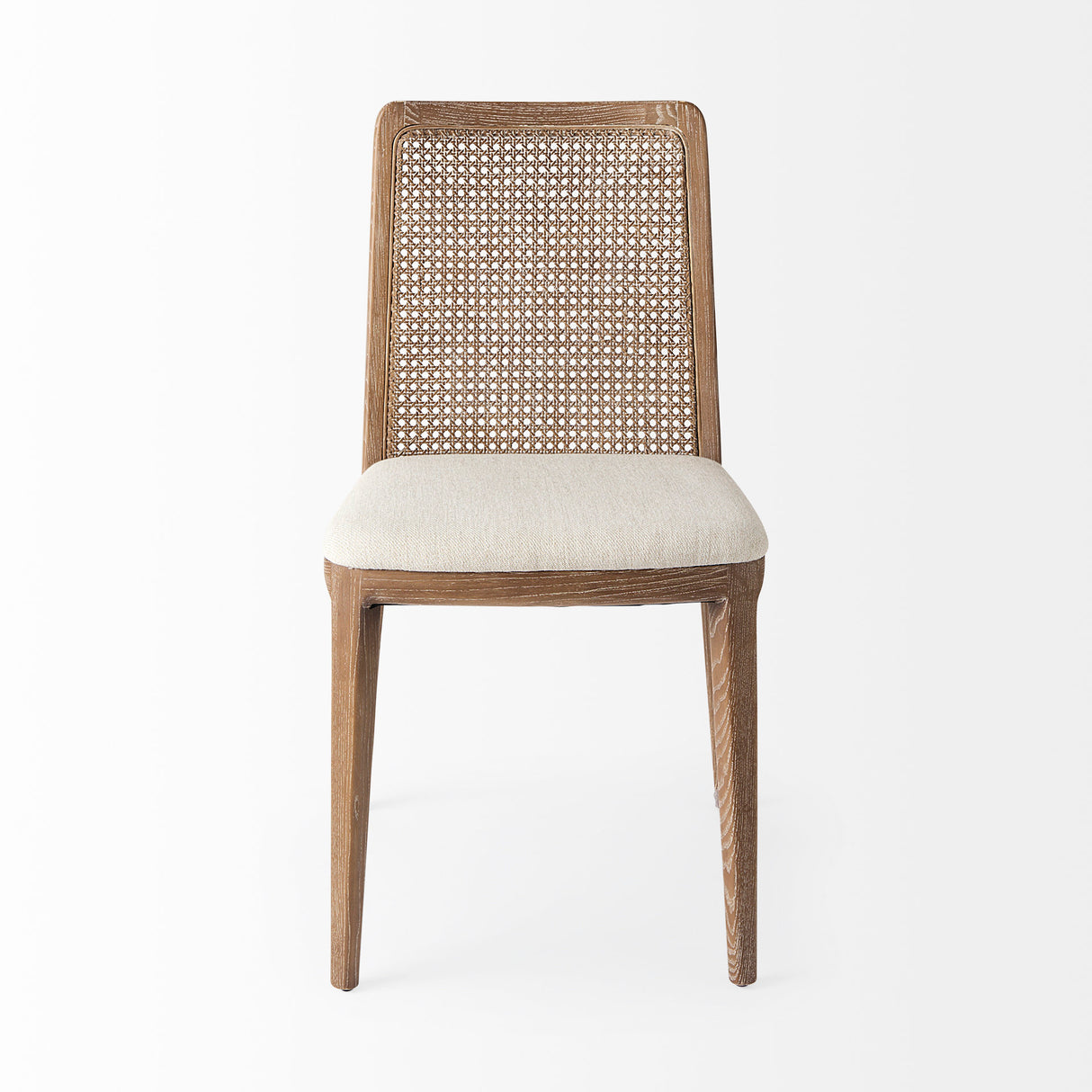 Clara Light Brown Beech Wood W/ Cream Fabric Seat and Cane Back Armless Dining Chair, Set of 2 from Mercana - Luna Furniture