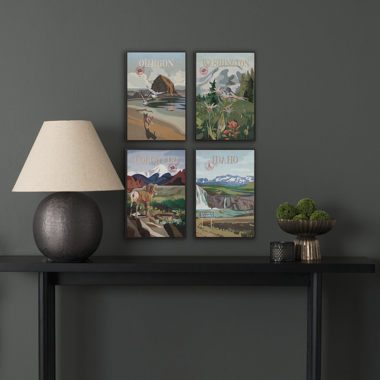 Oregon Go USA (SM) by Mercana Studio a Hand Embellished Decograph Framed Art Print from Mercana - Luna Furniture
