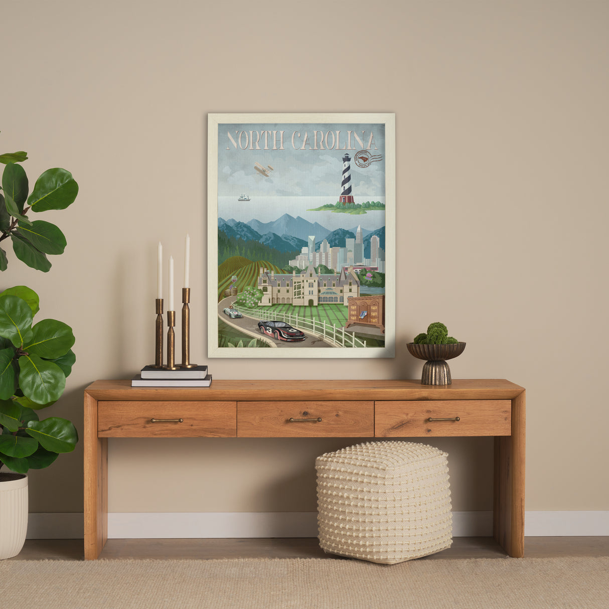 North Carolina by Mercana Studio a Hand Embellished Textured Framed Art Print from Mercana - Luna Furniture