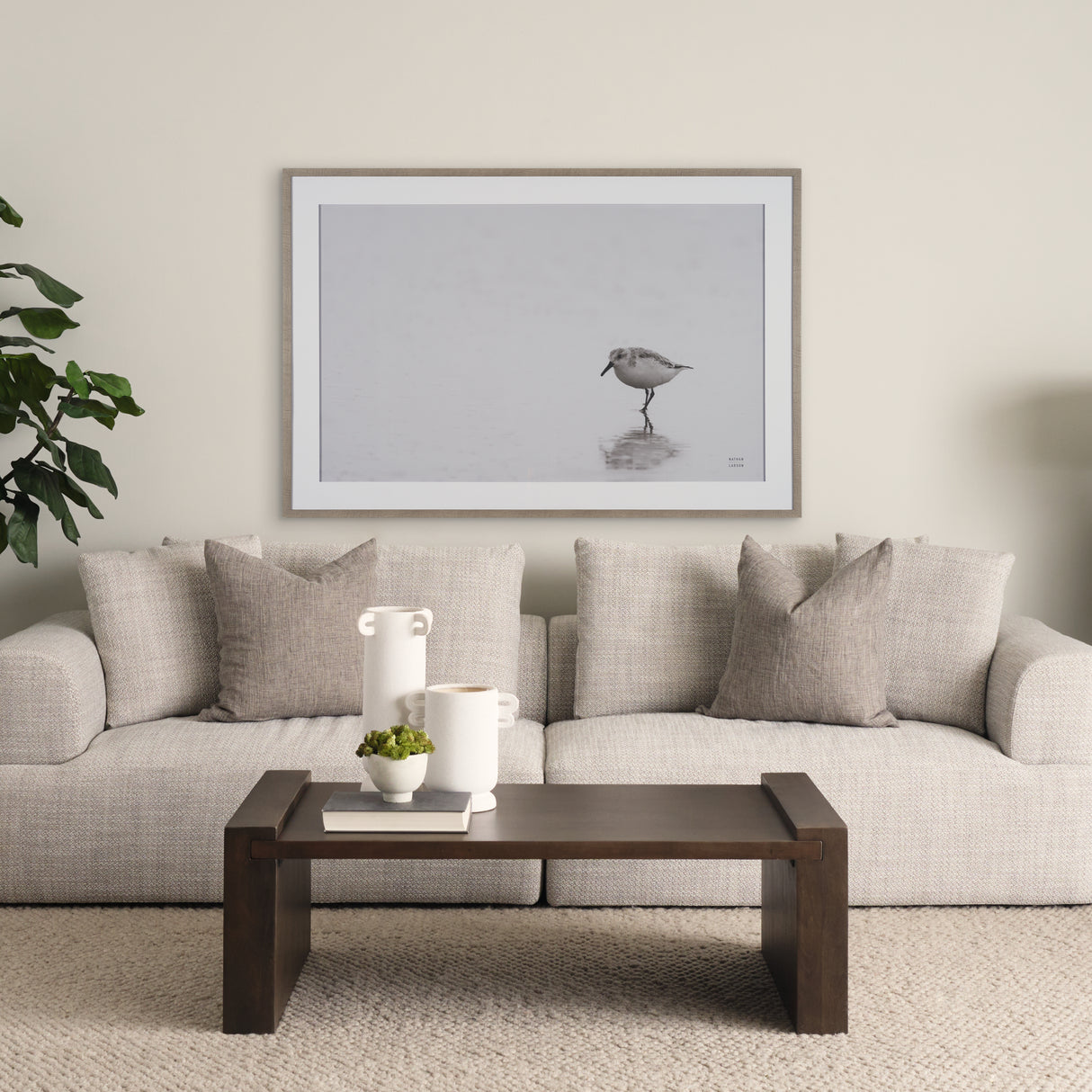 Tybee Island Sanderling by Nathan Larson a Hand Embellished Framed Photo Print under Glass from Mercana - Luna Furniture