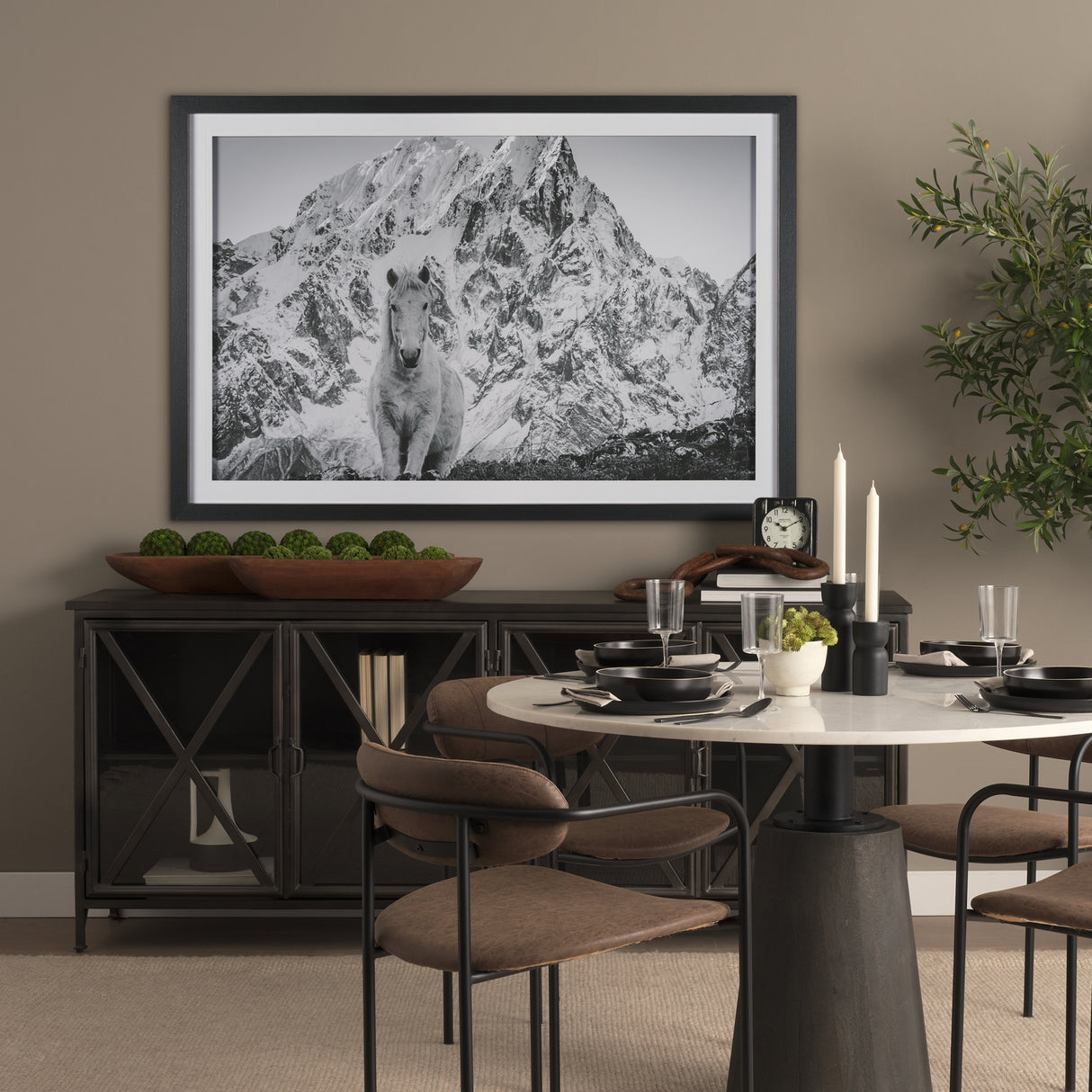 Majestic Mane - Snowscape by Matt Roseveare Framed Art Print Matted under Glass from Mercana - Luna Furniture