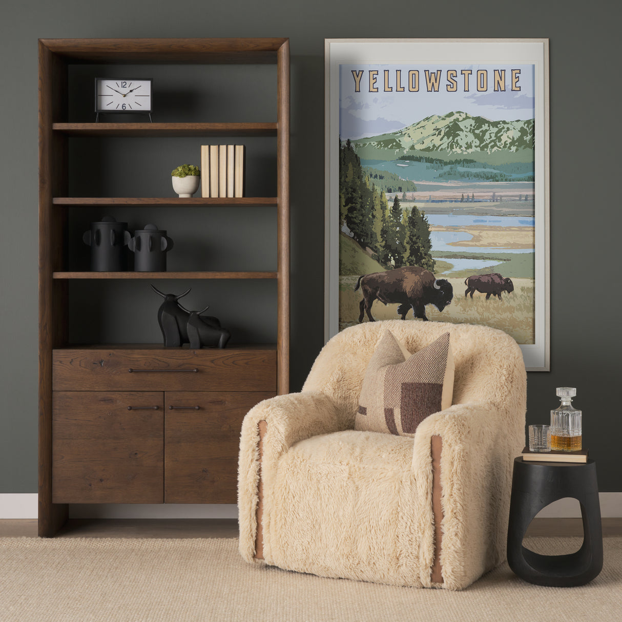 National Park - Yellowstone by Mercana Studio a Framed Art Print Matted under Glass from Mercana - Luna Furniture