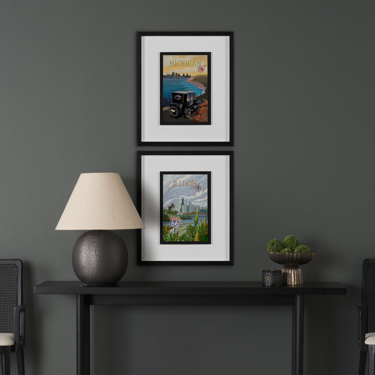 Michigan Go USA (M) by Mercana Studio a Framed Art Print Matted under Glass from Mercana - Luna Furniture