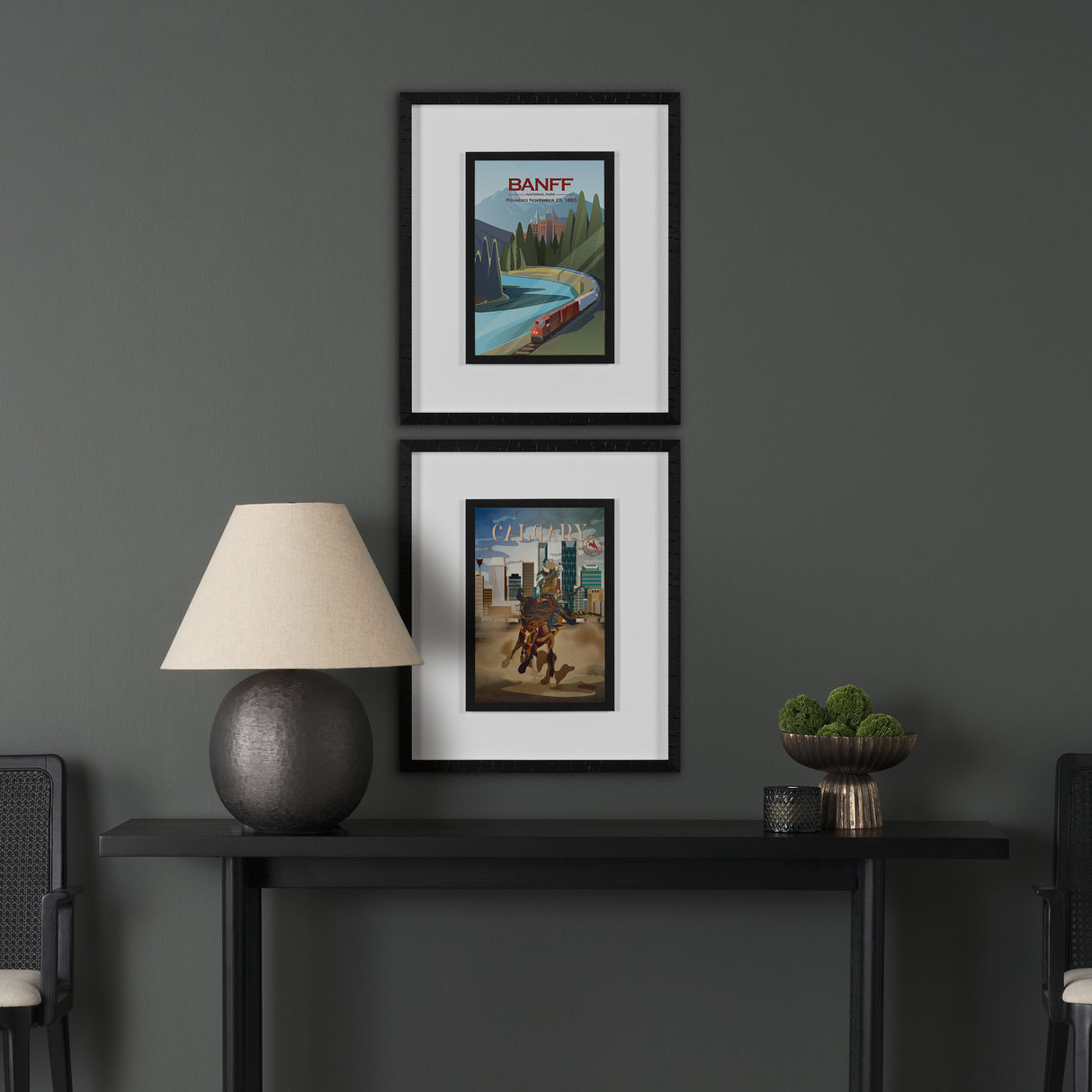 Banff Go Canada (M) by Mercana Studio a Framed Art Print Matted under Glass from Mercana - Luna Furniture