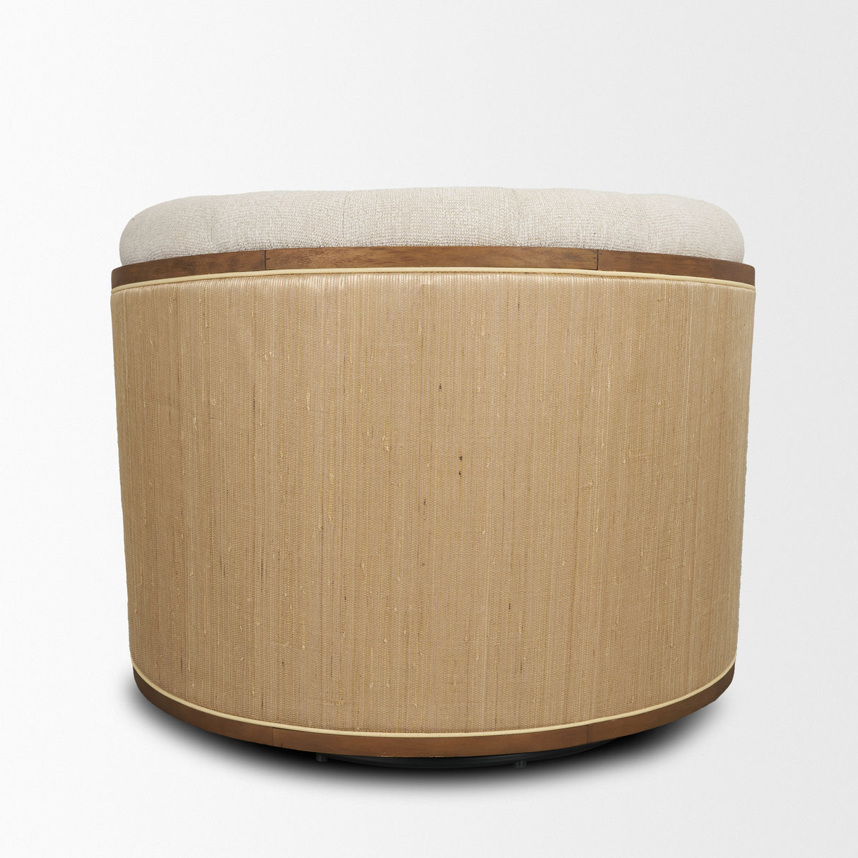 Fonda Cream Fabric w/ Natural Jute Swivel Accent Chair from Mercana - Luna Furniture