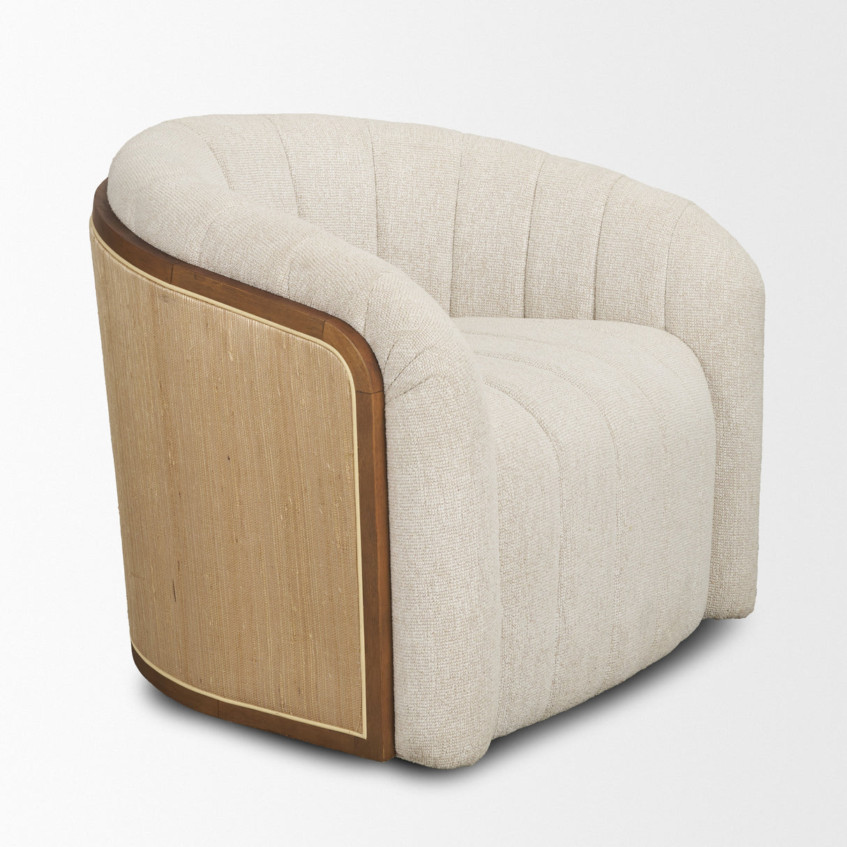 Fonda Cream Fabric w/ Natural Jute Swivel Accent Chair from Mercana - Luna Furniture