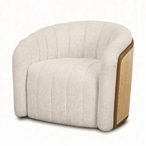 Fonda Cream Fabric w/ Natural Jute Swivel Accent Chair from Mercana - Luna Furniture