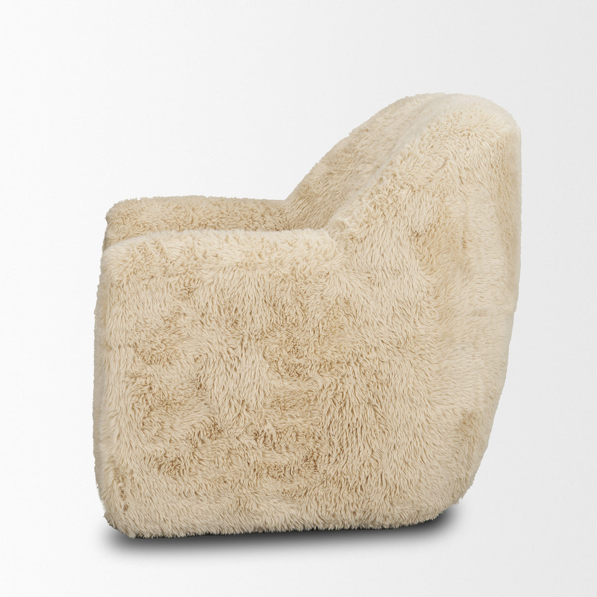 Huntley Cream Faux Fur Fabric Swivel Accent Chair from Mercana - Luna Furniture