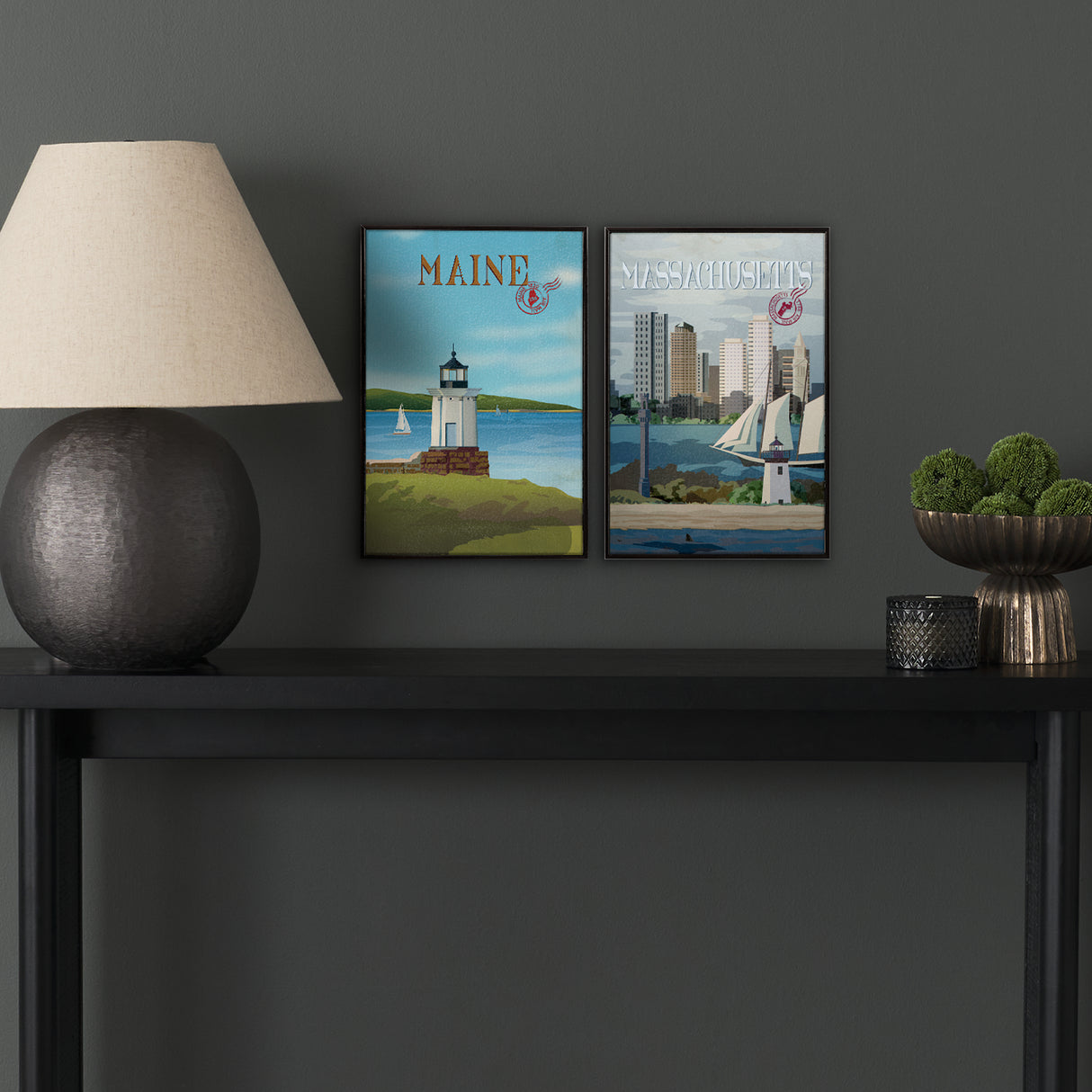 Maine GO (SM) by Mercana Studio Textured Framed Artwork Matted from Mercana - Luna Furniture