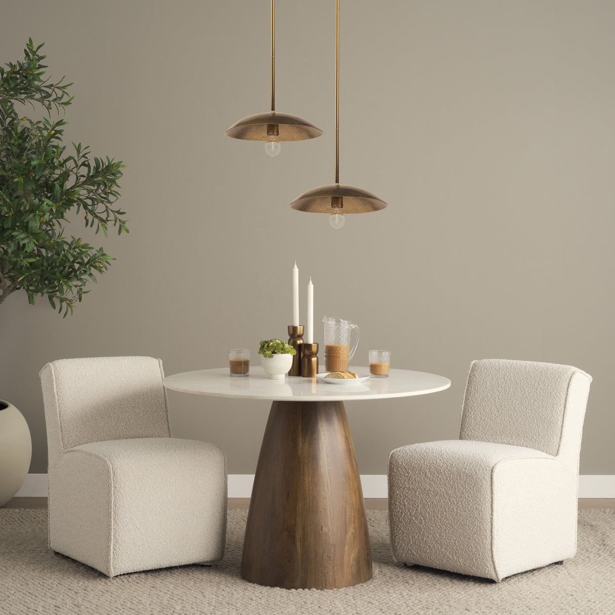 Garnet 13L x 13W Gold Hammered Metal Pendant Light from Mercana - Luna Furniture