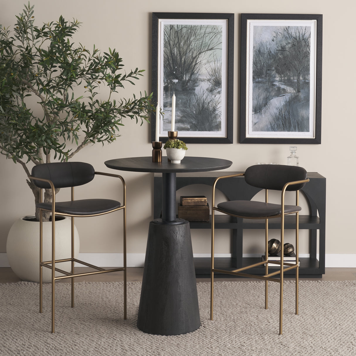 Parker Brown Faux Leather Seat Gold Metal Bar Stool from Mercana - Luna Furniture