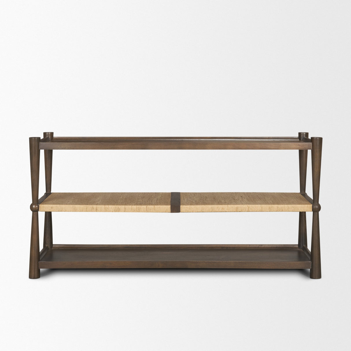 Bondi Dark Brown Wood w/ Paper Rope Shelf Console Table from Mercana - Luna Furniture