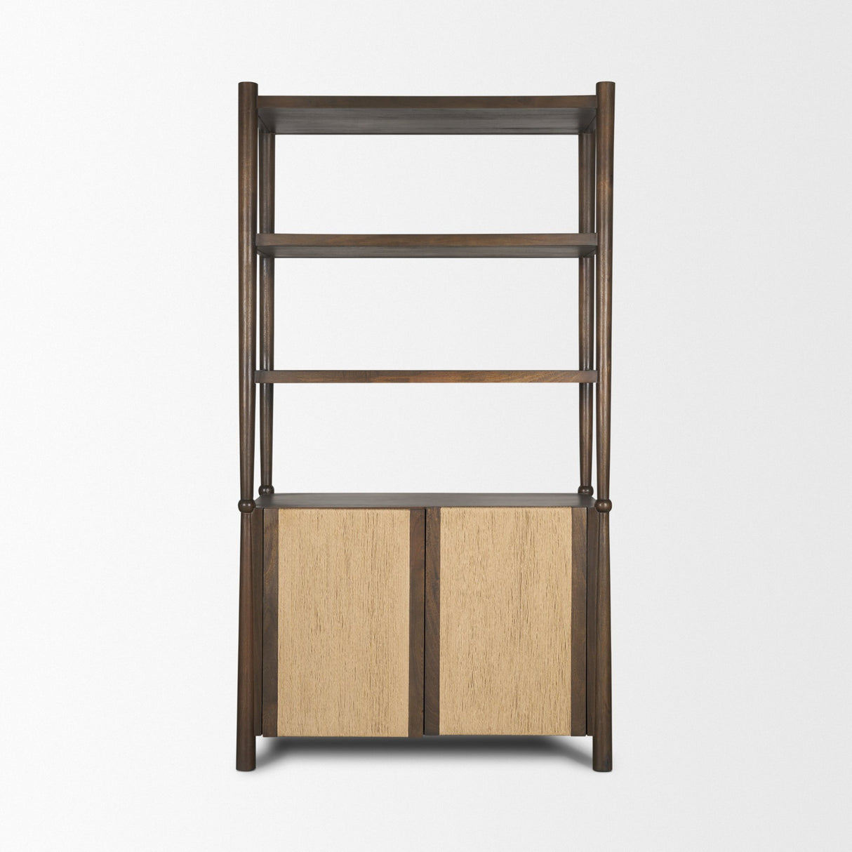 Bondi 2 Door Open Dark Brown Wood w/ Paper Rope Shelving Unit from Mercana - Luna Furniture
