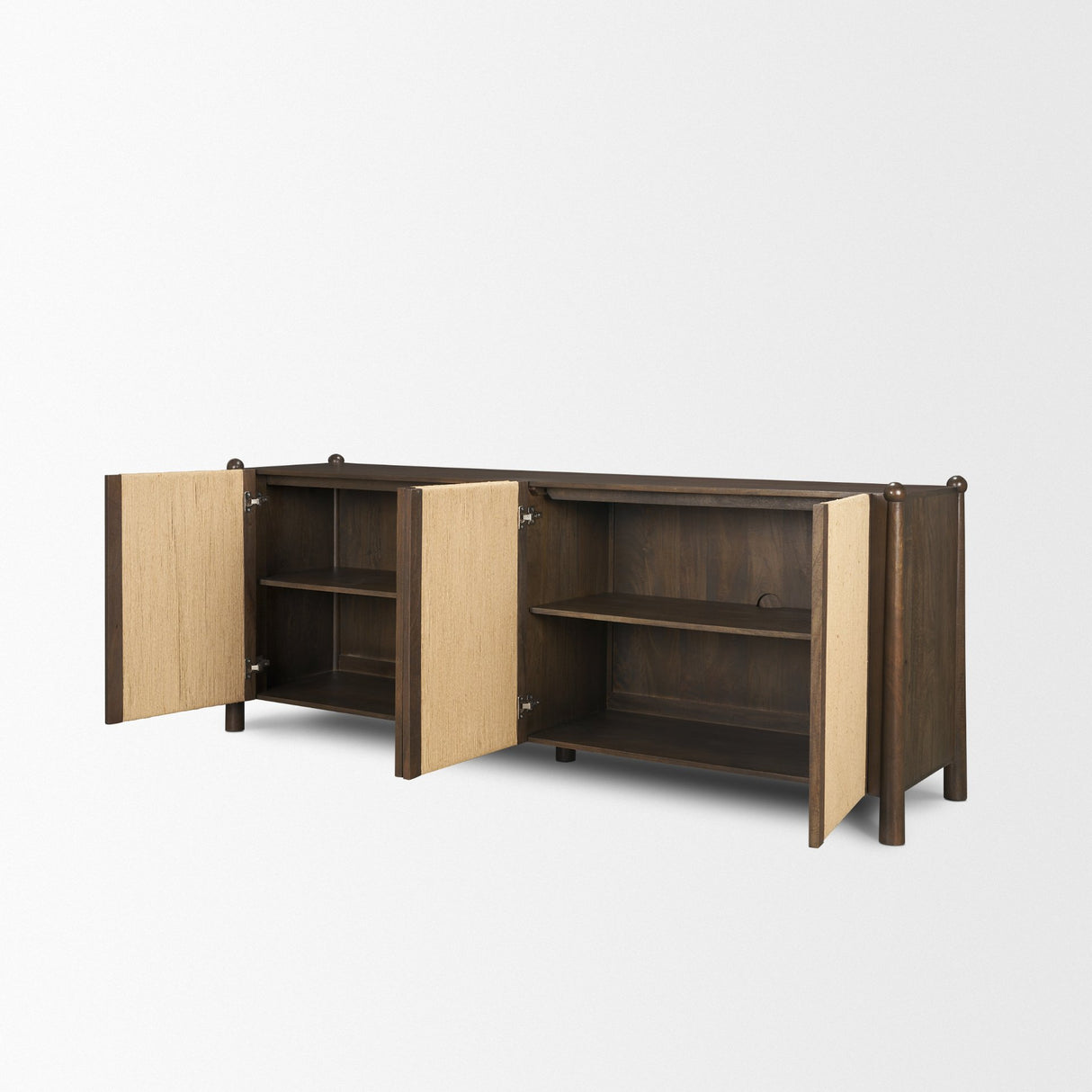 Bondi 85" Dark Brown Wood w/ Paper Rope 4 Door Closed Sideboard from Mercana - Luna Furniture