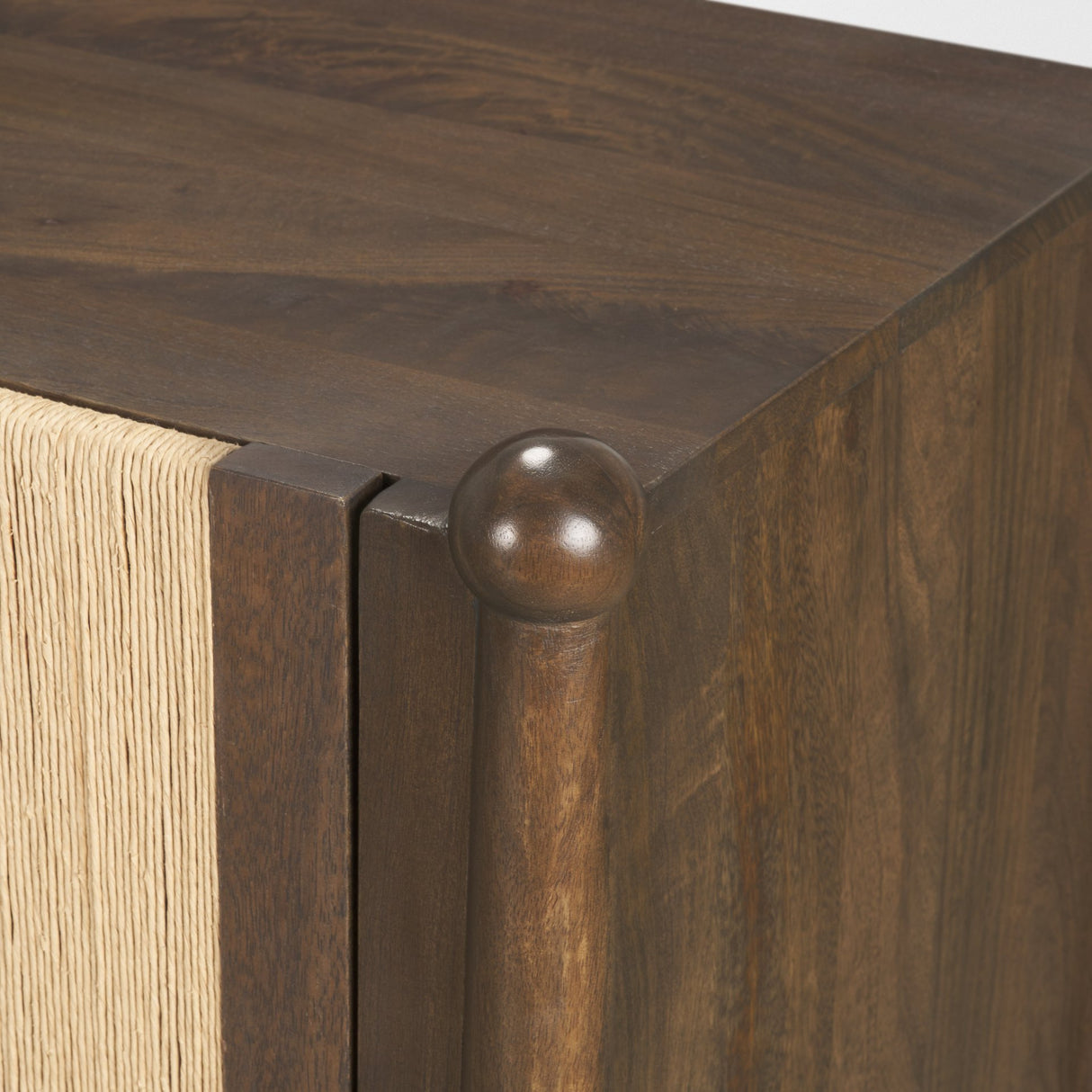 Bondi 85" Dark Brown Wood w/ Paper Rope 4 Door Closed Sideboard from Mercana - Luna Furniture