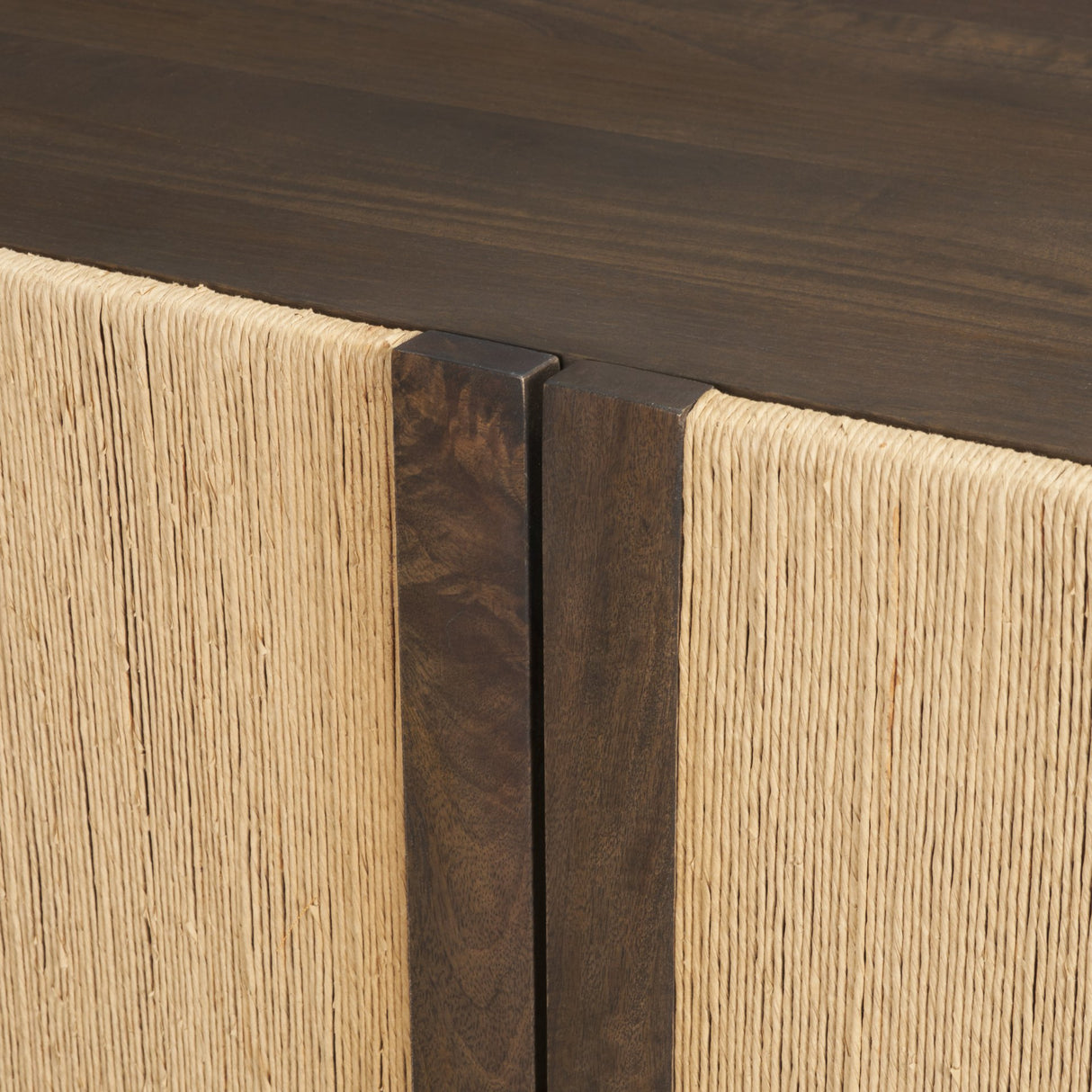 Bondi 85" Dark Brown Wood w/ Paper Rope 4 Door Closed Sideboard from Mercana - Luna Furniture