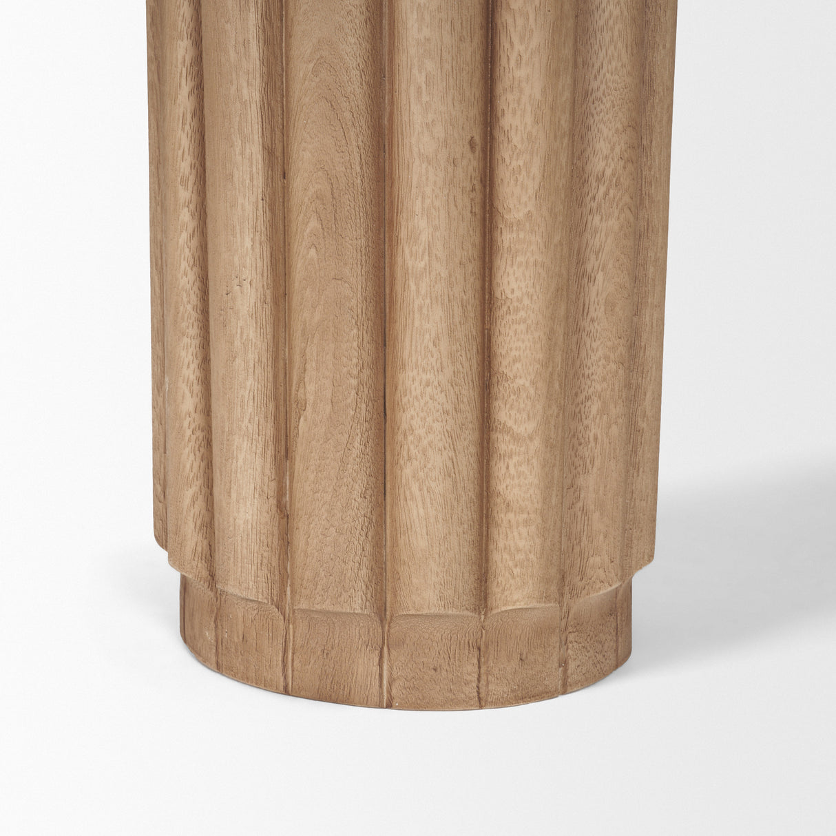 Marbrello Botticino Marble Top Light Brown Fluted Wood Half Moon Console Table from Mercana - Luna Furniture