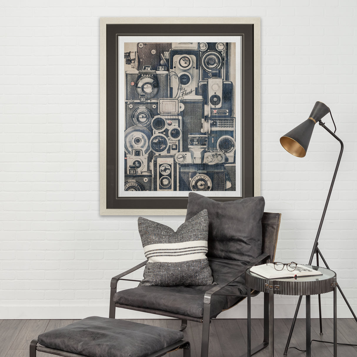 Vintage Cameras by Thomas Brown a Hand Embellished Textured Framed Art Print Matted under Glass from Mercana - Luna Furniture