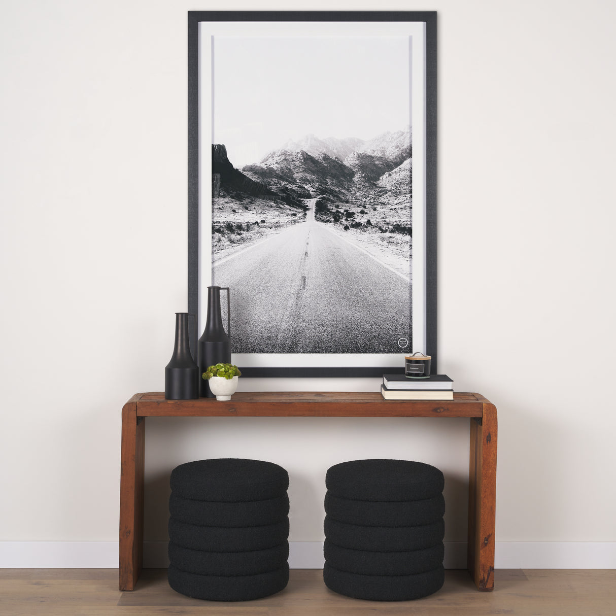 Road to Old West BW by Nathan Larson a Hand Embellished Framed Photo Art Print Matted under Glass from Mercana - Luna Furniture