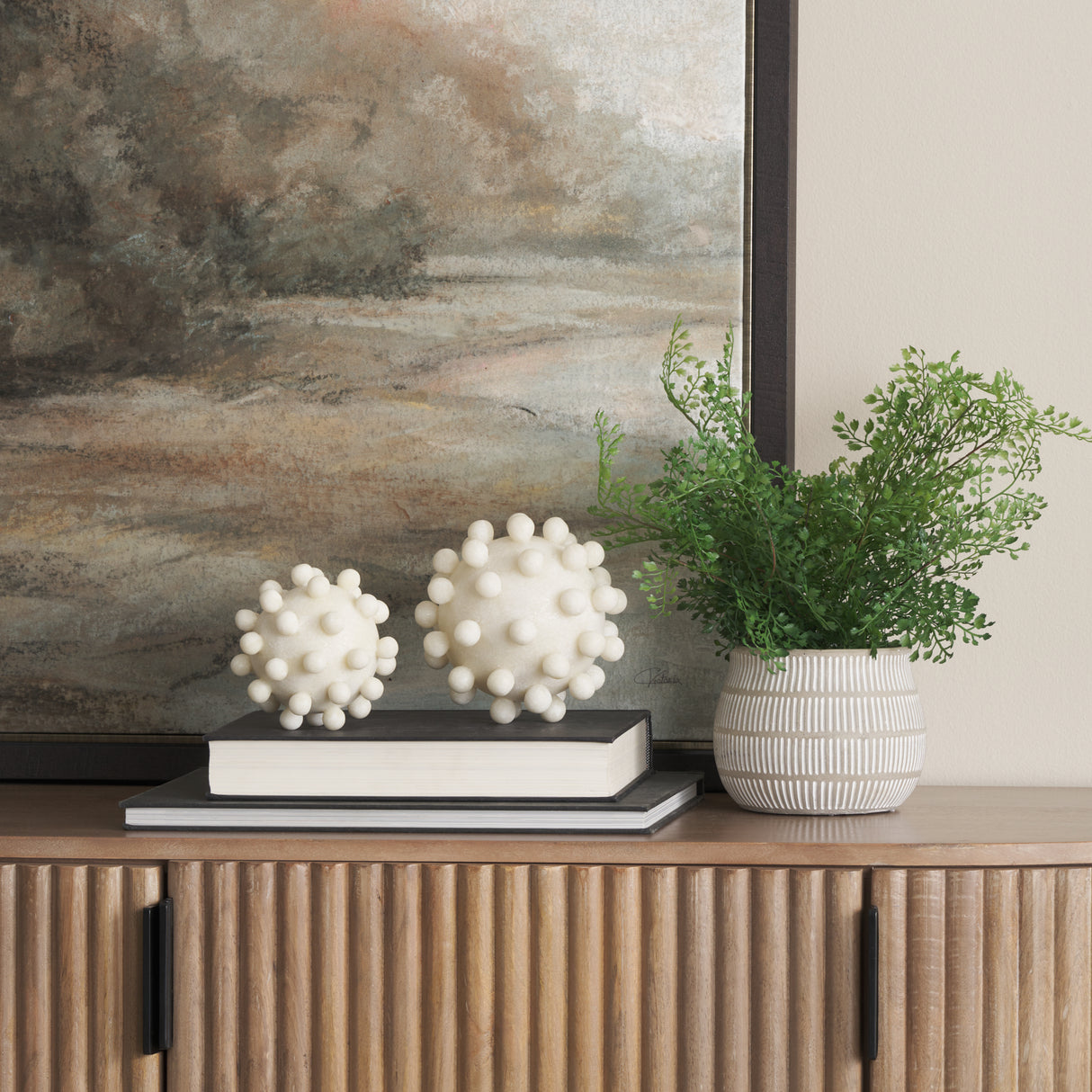 Malo 4.7L x 4.7W x 4.7H Cream Resin Small Sphere Decorative Object from Mercana - Luna Furniture