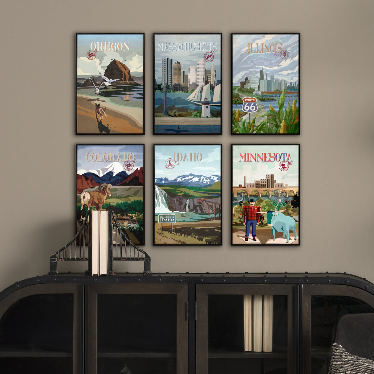 Oregon Go USA (SM) by Mercana Studio a Hand Embellished Decograph Framed Art Print from Mercana - Luna Furniture